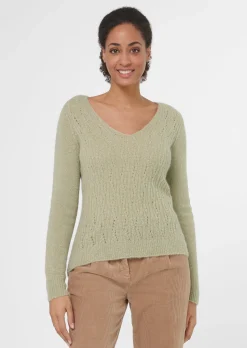Ajour-Pullover aus Alpaka- Mischung