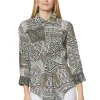Bedruckte Bluse mit Knoten-Effekt und 3/4-Ärmeln