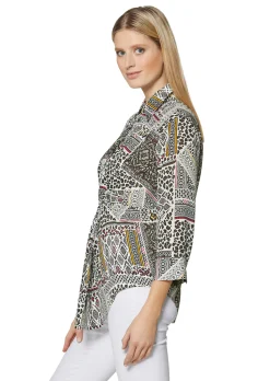 Bedruckte Bluse mit Knoten-Effekt und 3/4-Ärmeln