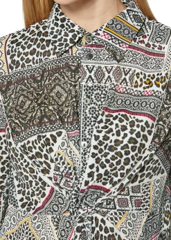 Bedruckte Bluse mit Knoten-Effekt und 3/4-Ärmeln