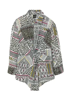 Bedruckte Bluse mit Knoten-Effekt und 3/4-Ärmeln