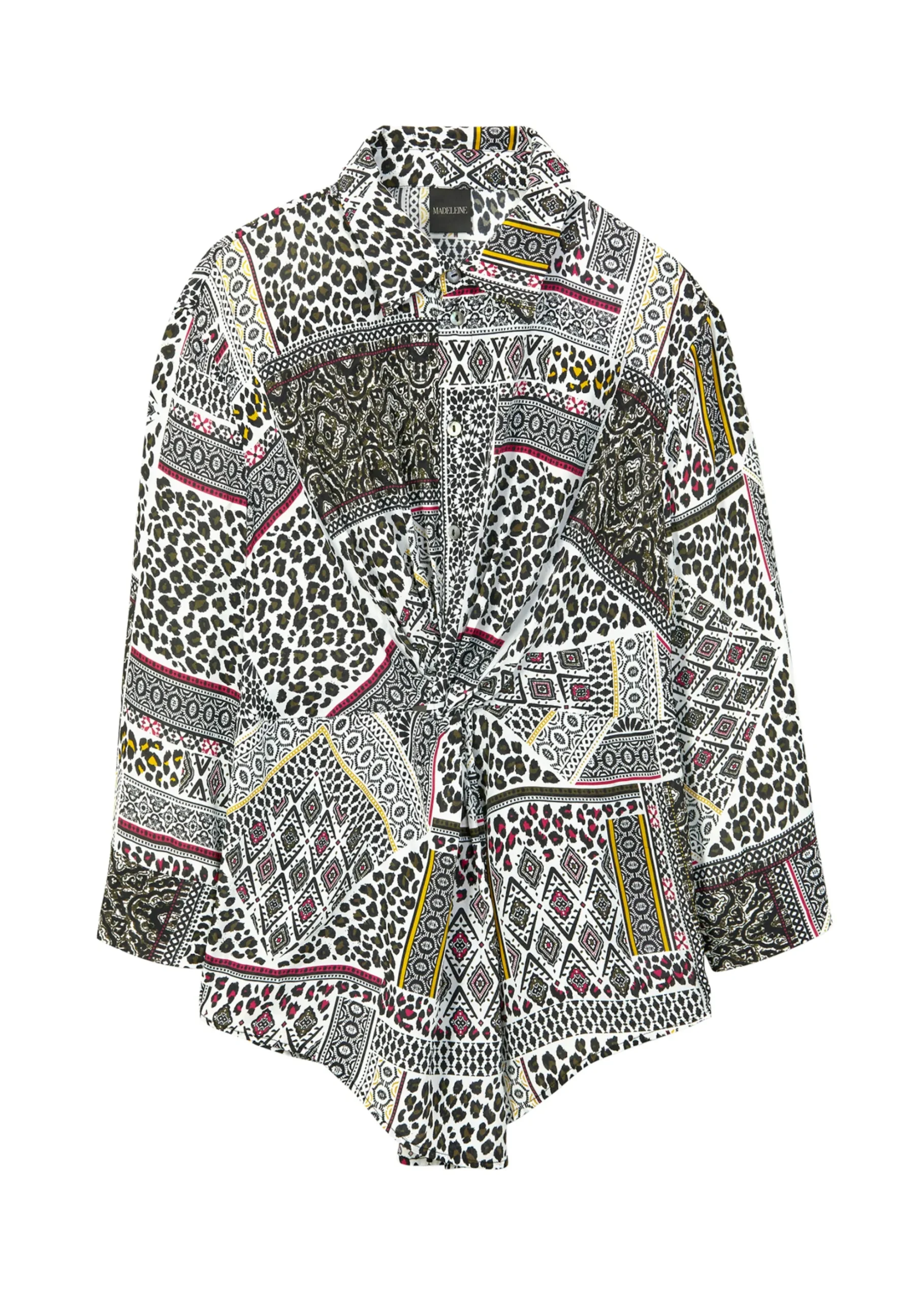 Bedruckte Bluse mit Knoten-Effekt und 3/4-Ärmeln