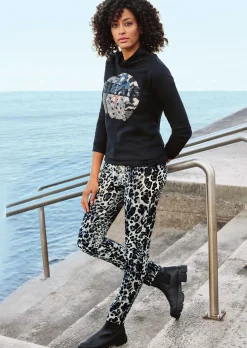 Bedruckte Stretch-Hose mit Unikat-Print
