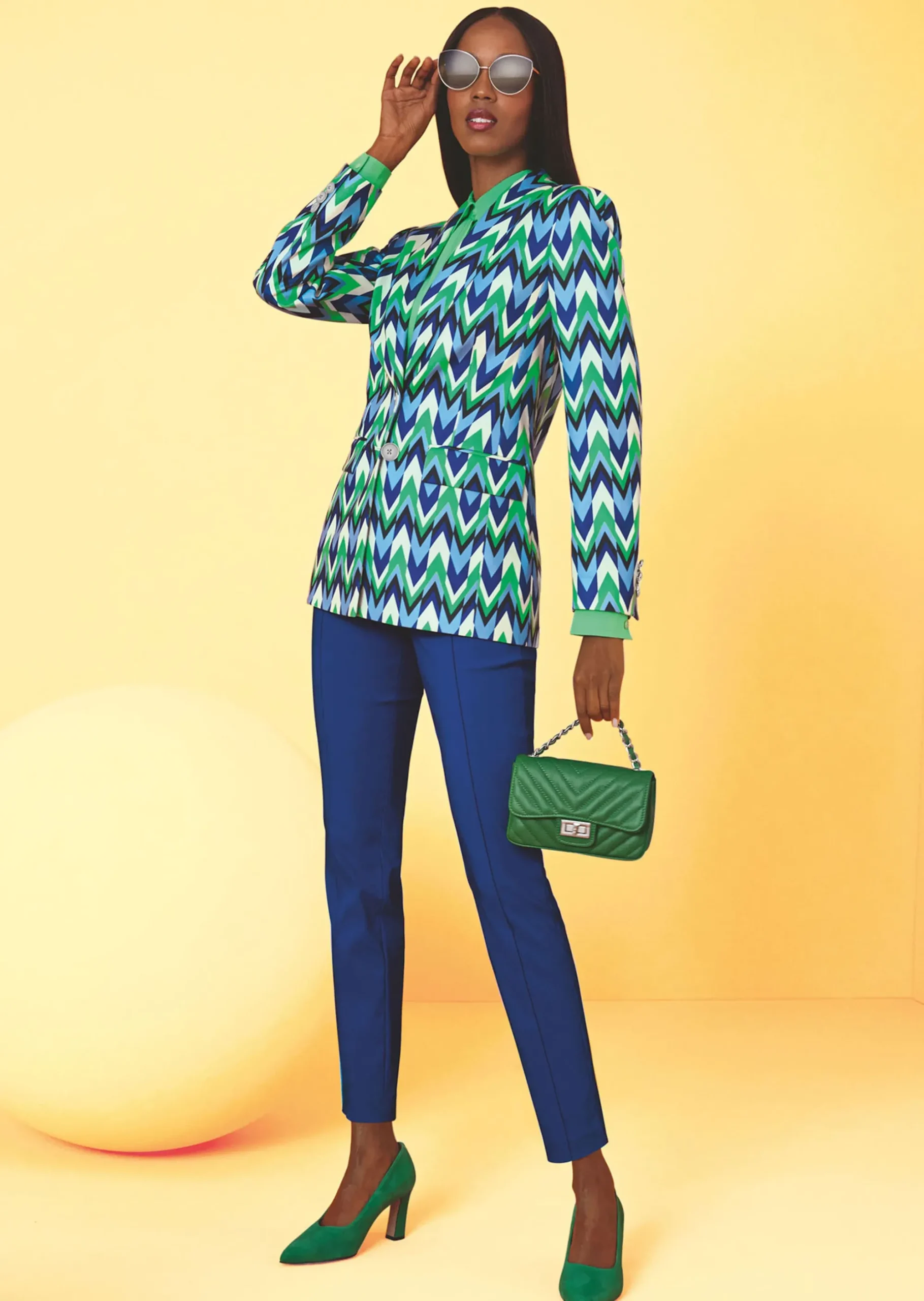 Bedruckter Blazer mit Schalkragen