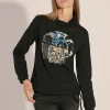 Bedrucktes Sweatshirt mit Glanzakzenten