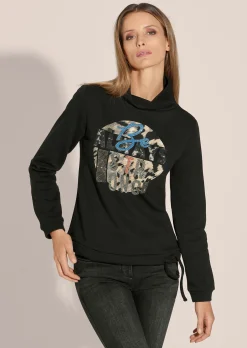 Bedrucktes Sweatshirt mit Glanzakzenten