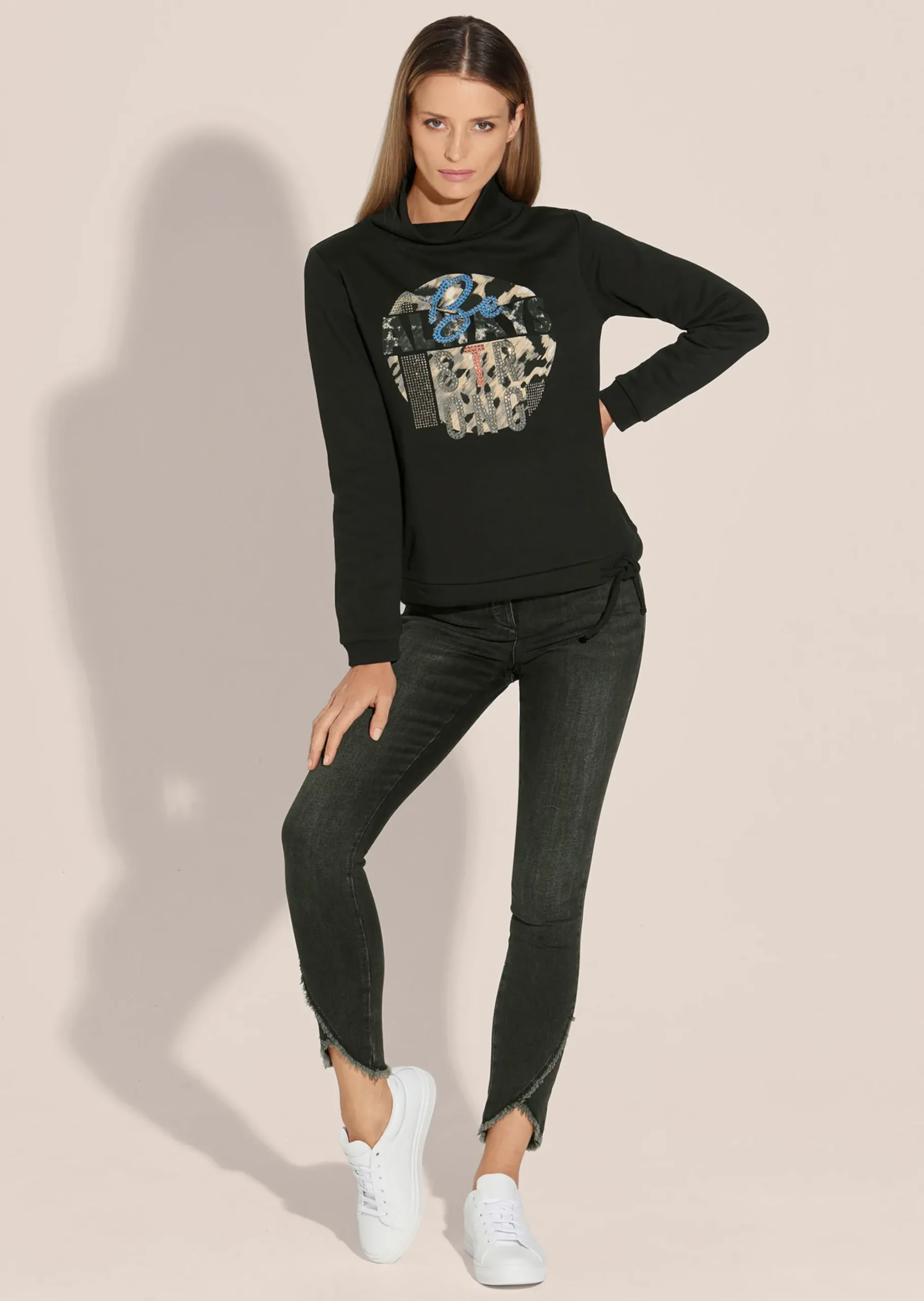 Bedrucktes Sweatshirt mit Glanzakzenten