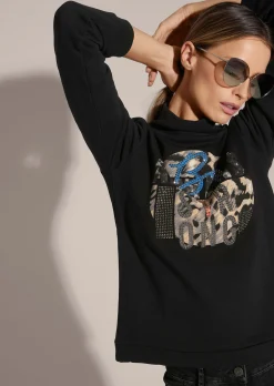Bedrucktes Sweatshirt mit Glanzakzenten