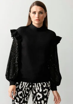 Bluse in angesagtem Materialmix
