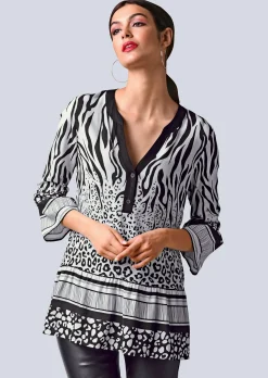Bluse in einem neumodischen Animalmustermix