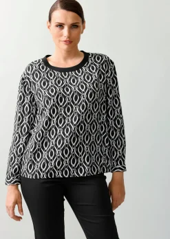 Bluse in grafischem Kettendessin