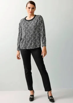 Bluse in grafischem Kettendessin