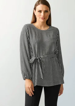 Bluse in Hahnentrittdessin