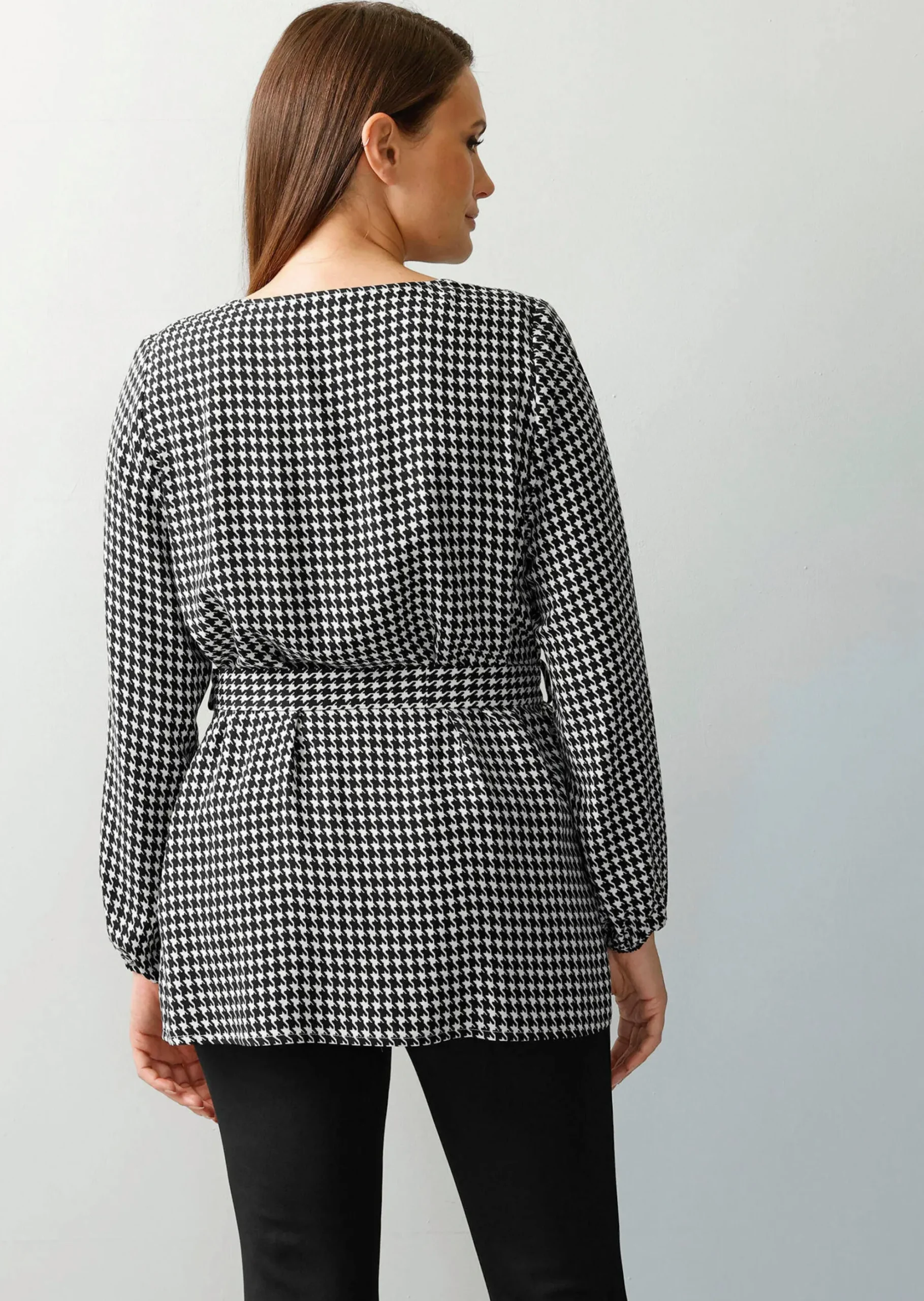 Bluse in Hahnentrittdessin