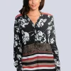 Bluse mit Druckbordüre am Saum