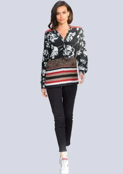 Bluse mit Druckbordüre am Saum