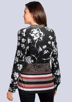 Bluse mit Druckbordüre am Saum