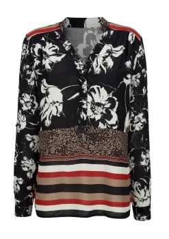 Bluse mit Druckbordüre am Saum