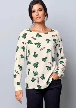 Bluse mit Druckdessin "Frösche"