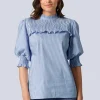 Bluse mit gesmoktem Ärmel