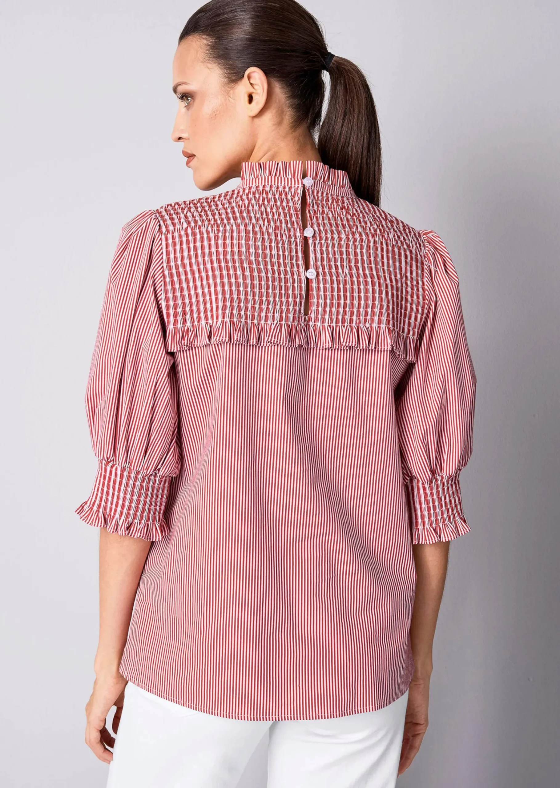 Bluse mit gesmoktem Ärmel