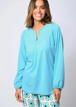 Bluse mit grafischer Stickerei