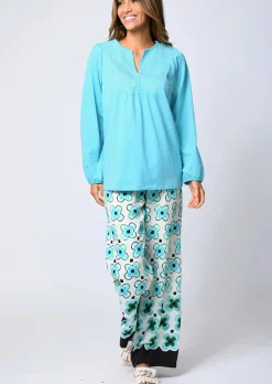 Bluse mit grafischer Stickerei