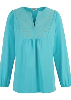 Bluse mit grafischer Stickerei