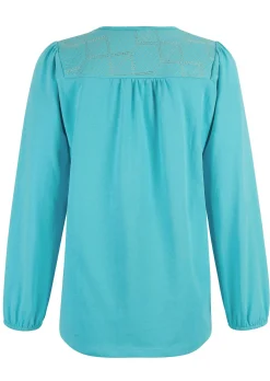 Bluse mit grafischer Stickerei
