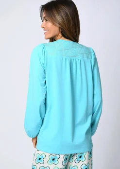 Bluse mit grafischer Stickerei