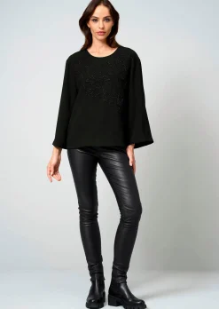 Bluse mit Perlenmotiv