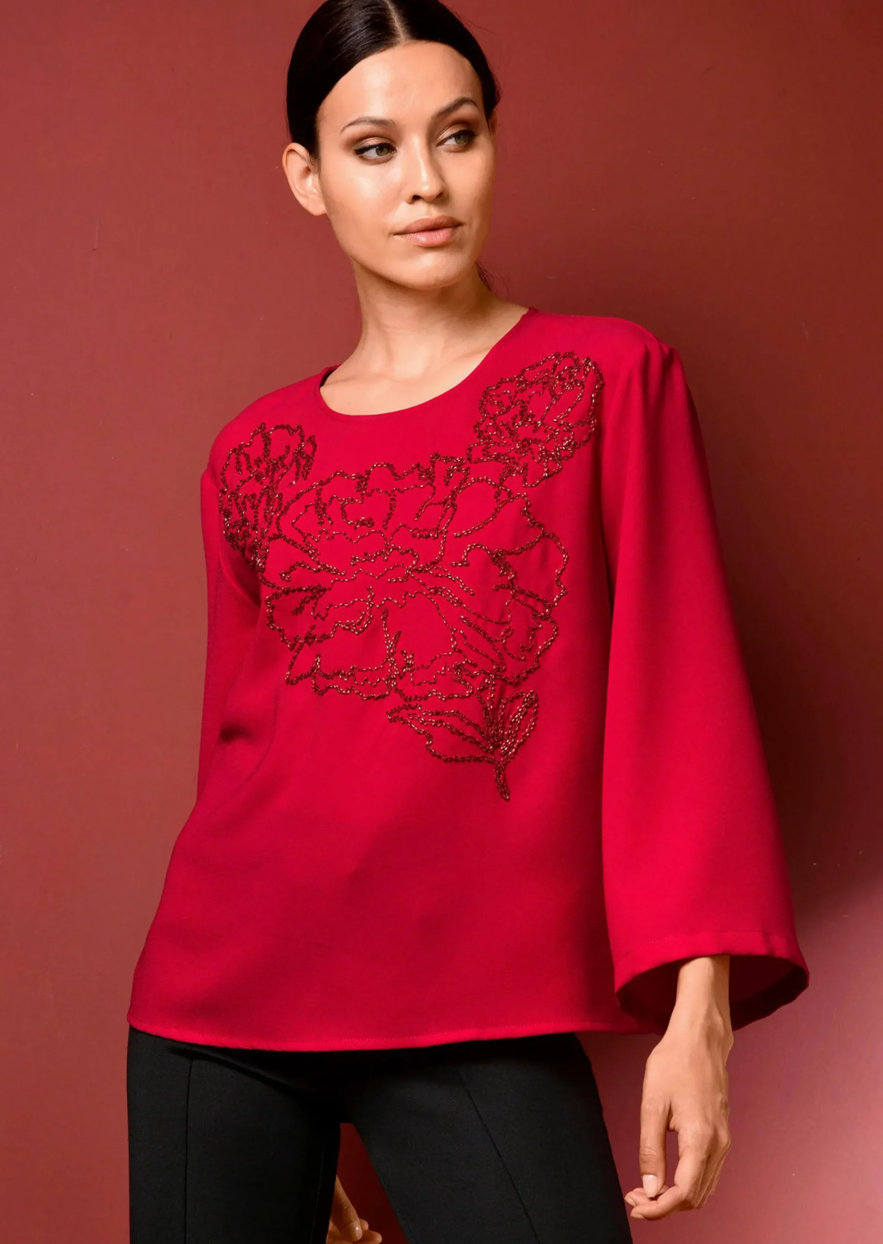 Bluse mit Perlenmotiv