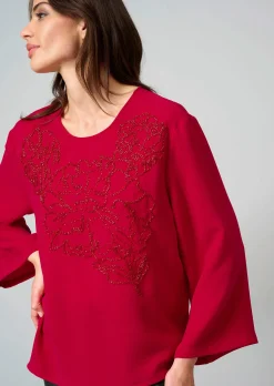 Bluse mit Perlenmotiv