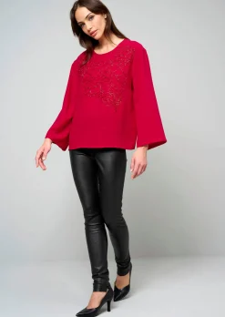 Bluse mit Perlenmotiv