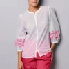 Bluse mit Stickerei am Ärmel