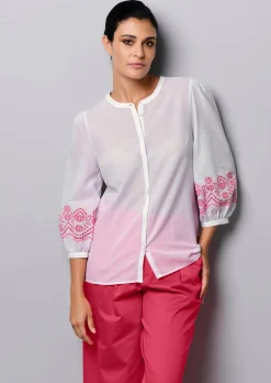 Bluse mit Stickerei am Ärmel