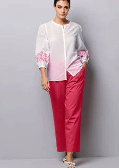 Bluse mit Stickerei am Ärmel