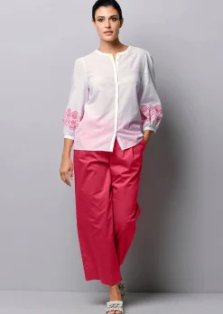 Bluse mit Stickerei am Ärmel