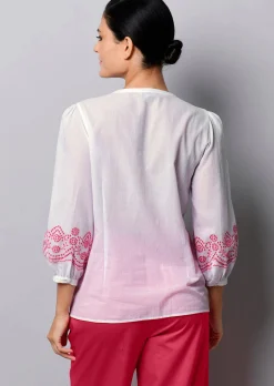 Bluse mit Stickerei am Ärmel