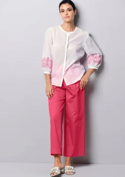 Bluse mit Stickerei am Ärmel