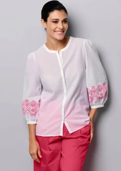 Bluse mit Stickerei am Ärmel
