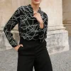 Bluse mit Wasserfallkragen