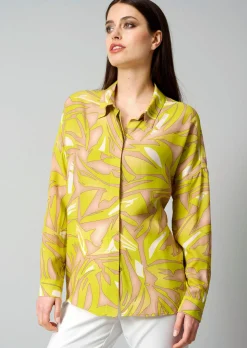 Druckbluse in grafischem Dessin