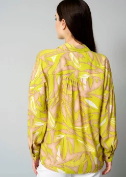 Druckbluse in grafischem Dessin