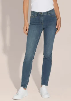 Enge Jeans mit Raffung