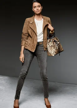 Enge Jeans mit Raffung