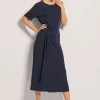 Halbarm-Kleid mit Taillenband
