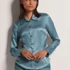 Hemdbluse mit glänzendem Finish
