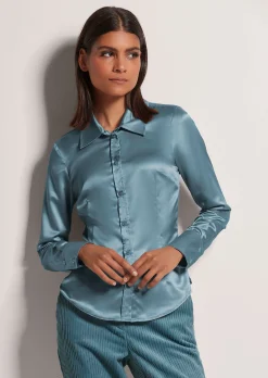 Hemdbluse mit glänzendem Finish