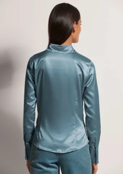 Hemdbluse mit glänzendem Finish